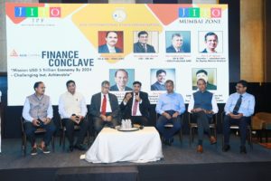 Mr Ashok Ajmera,Chairman AJCON Global & Sr Equity Analyst in the Centre seen moderating the Panel of Mr. S Naren - ED & CIO, ICICI Prudential, Mr. Navneet Munot - CIO, SBI MF & Mr. Prashant Jain- ED & CIO, HDFC Mutual Fund to his right Mr. S P Tulsian-Sr Equity Analyst, Mr. Sunil Singhania-Founder Abakkus Asset Manager and Mr. Vjay Anand - National Head, Products Of AUM Capital.