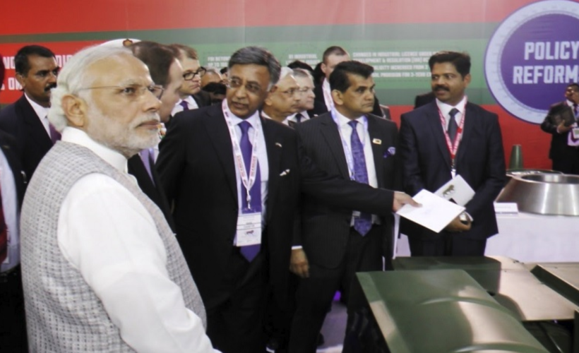 Honourable Prime Minister Shri Narendra Modi with Baba N. Kalyani, Chairman and Managing Director, Bharat Forge Limited